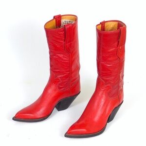 Paul Bond Red Calfskin Cowboy Boots - Very Small Womens Size 4B or Childs